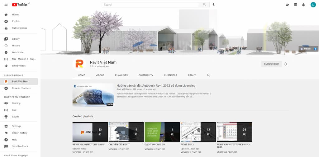 lớp học Revit online miễn phí